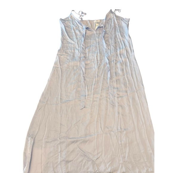 Aerie Satin Slip Dress Midi Size Medium Light Blue Front Tie NEW $65 Slinky - Picture 2 of 10